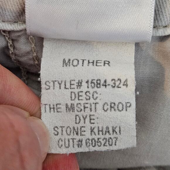 Mother Misfit Crop Ankle Jogger Mid-Rise Pants in Stone Khaki | Women's 26 - Picture 12 of 16